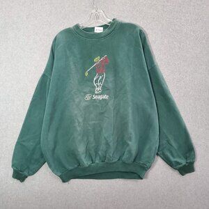 VINTAGE Seagate Men Sweatshirts L Green Oversized‎ Golf Embroidered 80s USA READ